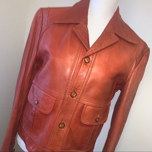 Awesome Vintage 100% Whiskey Color Leather Jacket
